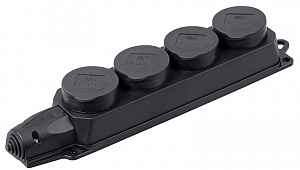 Розетка кабельная силовая (колодка) четырехместная с защитными крышками ОМЕГА РБ34-1-0м IP44 (PKR64-