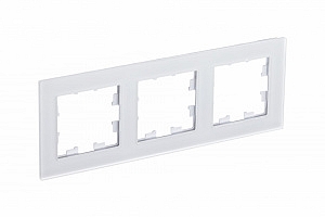 Рамка для розеток и выключателей 3 поста Atlasdesign Nature матовое стекло/белый ATN330103 Schneider