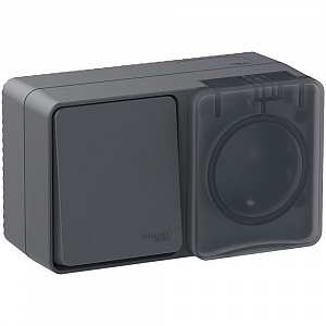 Блок AtlasDesign Profi54 открытой установки выключатель одноклавишный 10А + розетка Schuko 2P+E с за Schneider Electric
