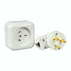 Розетка РШ/ВШ 32А (белая) 1 фазн. О/У (РА32-002+В32-001)