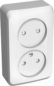 Розетка двойная ЭТЮД открытой установки со шторками белый PA16-006B Schneider Electric