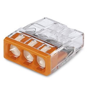 Клемма для распределительных коробок на 3 провода 0,5-2,5 мм2 медь-алюминий с пастой оранжевый (2273