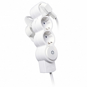 Удлинитель 3 гнезда/розетки 5 метров с/з 10А ПВС 3x0,75 со шторками с выключателем (32009 0) Duwi Qu