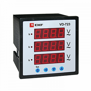 Вольтметр VD-723 цифровой на панель 72х72 трехфазный (vd-723) EKF