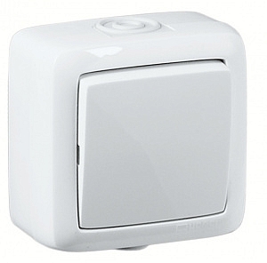 Переключатель одноклавишный "ALFA IP44" открытой установки белый ВА10-261 Hegel