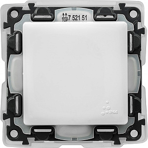 Выключатель одноклавишный Valena LIFE скрытой установки IP44 10А 250В с лицевой панелью безвинтовые 