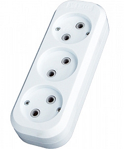 Колодка удлинителя "Эксперт" 3 гнезда/розетки 10А/2,2кВт без заземления EKF Simple