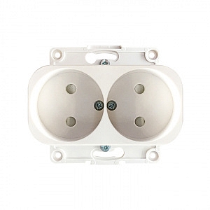 Розетка двойная Стокгольм скрытой установки без заземления со шторками 10А механизм белый EYR10-102-