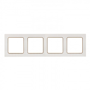 Рамка для розеток и выключателей 4 поста Стокгольм белый с линией цвета шампань EAM-G-303-20 EKF PRO