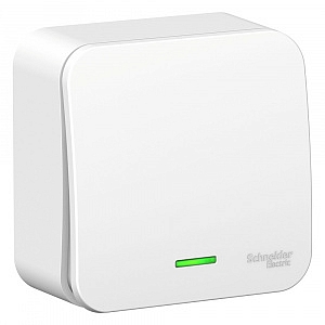 Переключатель одноклавишный BLANCA открытой установки 10А 250В с подсветкой проходной (сх.6)а с изол