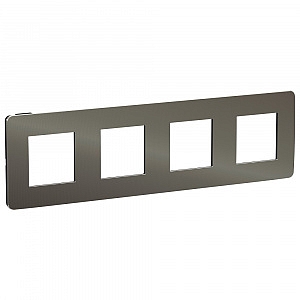 Рамка для розеток и выключателей 4 поста Unica Studio никель/антрацит NU280853 Schneider Electric