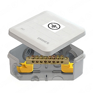 Коробка уравнивания потенциалов с шиной 6х9 63А до 10м2 открытой установки 100х100х50мм IP55 GE41361