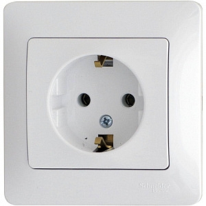 Розетка одинарная GLOSSA скрытой установки с заземлением 16А в сборе белый GSL000142 Schneider Elect