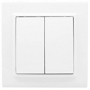 Выключатель двухклавишный Минск скрытой установки 10А белый ERV10-023-10 EKF