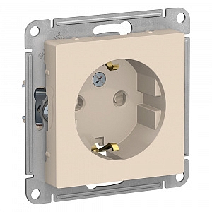 Розетка Atlasdesign скрытой установки с заземлением со шторками 16А механизм бежевый ATN000245 Schne