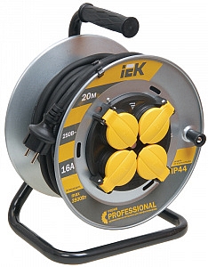 Удлинитель 20 метров УК20 на металлической  катушке с термозащитой, 4 гнезда, 2Р+РЕ, КГ 3х1,5мм2 WKP