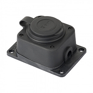 Розетка кабельная настенная одноместная с защитной крышкой каучуковая 230В 2P+PE 16A IP44 RPS-014-16