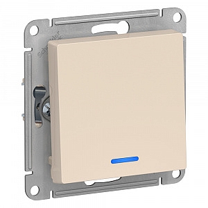 Выключатель одноклавишный Atlasdesign скрытой установки 10А с подсветкой (сх.1а) механизм бежевый AT
