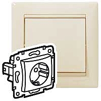 Розетка одноместная Valena скрытой установки с заземлением со шторками 16А бежевый 695613 Legrand